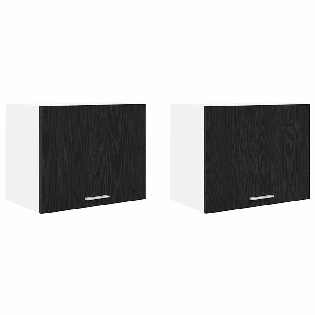 Hanging Kitchen Cabinet 2 pcs Black Oak White Modern Storage 50x31x40cm
