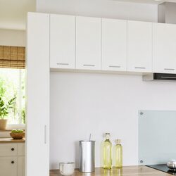 Sleek White Hanging Kitchen Cabinet for Storage