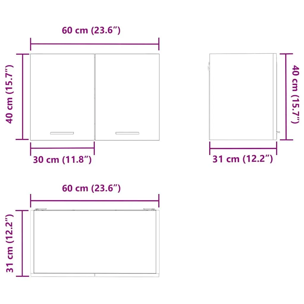 Hanging Kitchen Cabinet Black White 60x31x40 cm Modern Storage Furniture