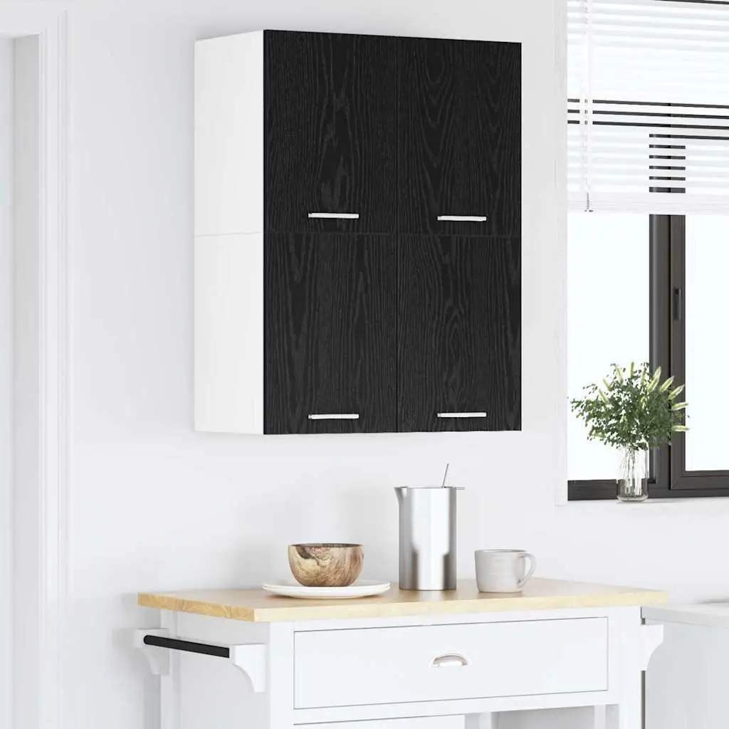 Hanging Kitchen Cabinet Black White 60x31x40 cm Modern Storage Furniture