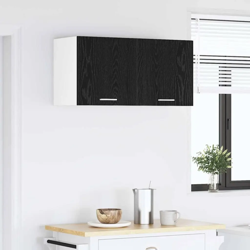 Hanging Kitchen Cabinet Black Oak 80 x 31 x 40 cm Modern Storage Engineered Wood