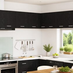 Compact Modern Kitchen Cabinet in Black Oak and White 57x57x40cm
