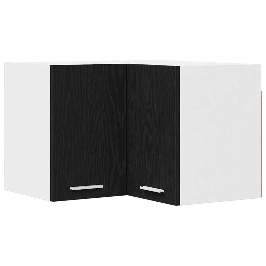 Hanging Kitchen Cabinet Modern Black Oak White Storage 57x57x40cm Wall Mount