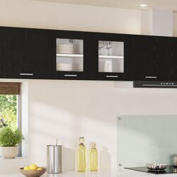 Compact Black Oak Kitchen Cabinet with Ample Storage
