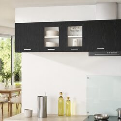 Concise Design: Black Oak Hanging Kitchen Cabinets