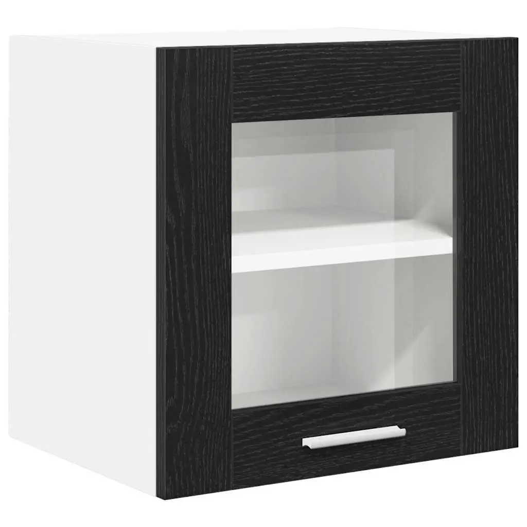 Hanging Kitchen Cabinet Black Oak 2 pcs Modern Storage Engineered Wood