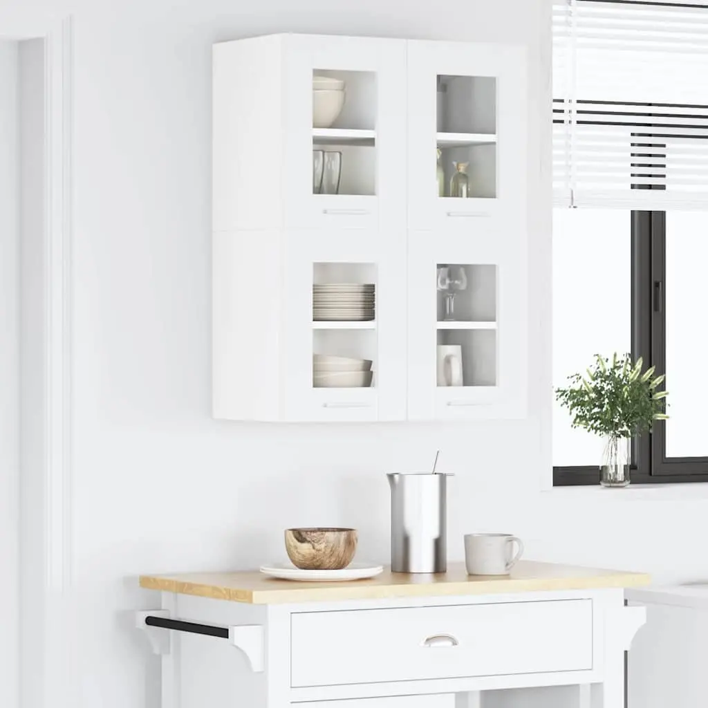 Hanging Kitchen Cabinet White 60x31x40cm Modern Storage 2 Piece