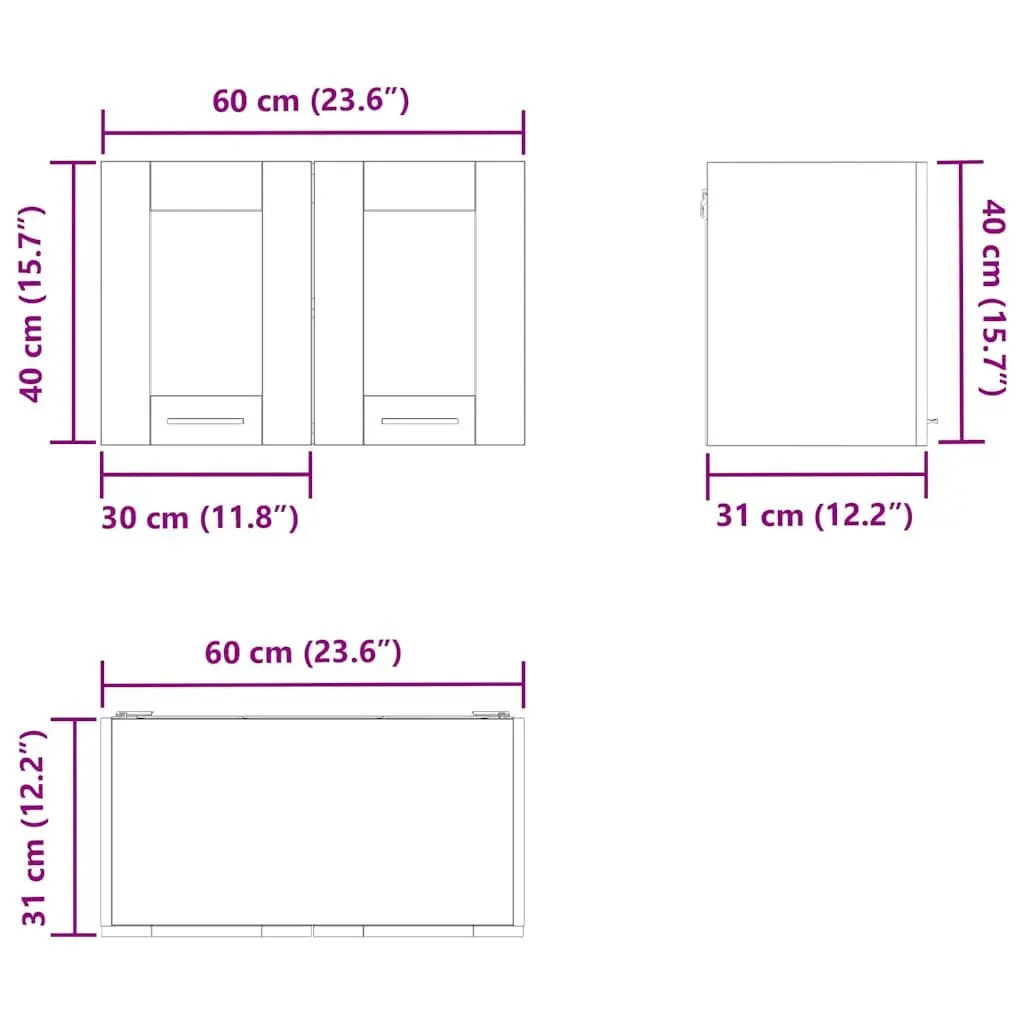 Hanging Kitchen Cabinet Black Oak Engineered Wood 60x31x40cm Modern Storage