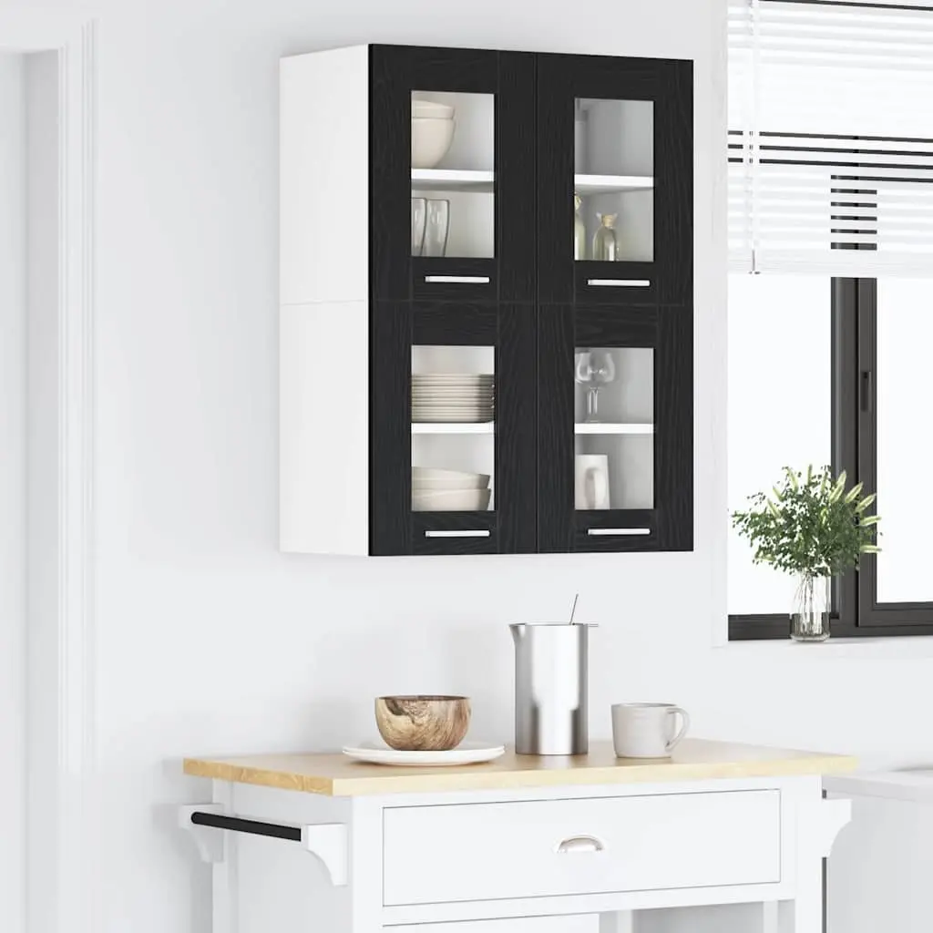 Hanging Kitchen Cabinet Black Oak Engineered Wood 60x31x40cm Modern Storage