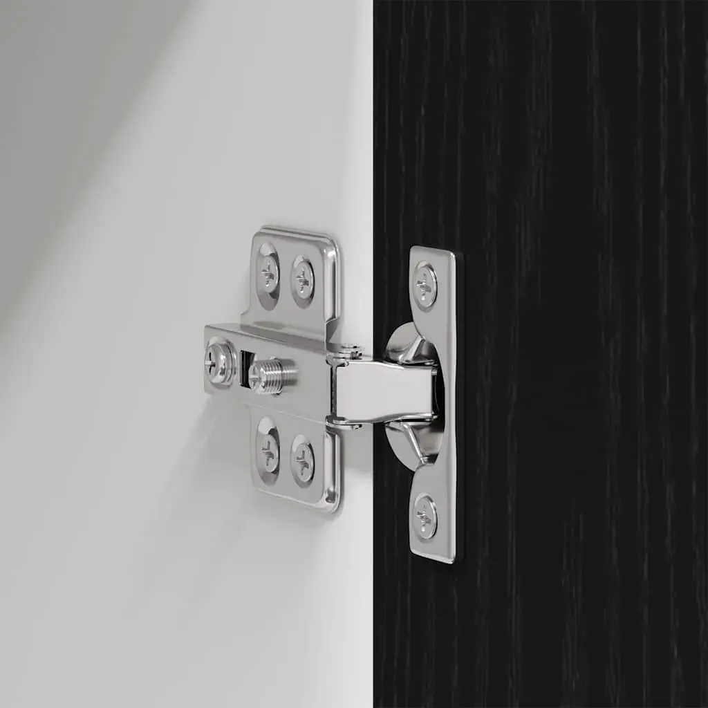 Hanging Kitchen Cabinet 2 Pieces Black Oak White Storage Organiser 30x31x80cm