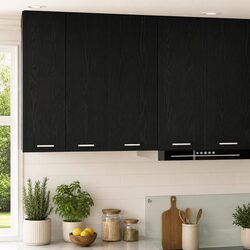 Compact Black Oak White Kitchen Cabinet 40x31x80cm