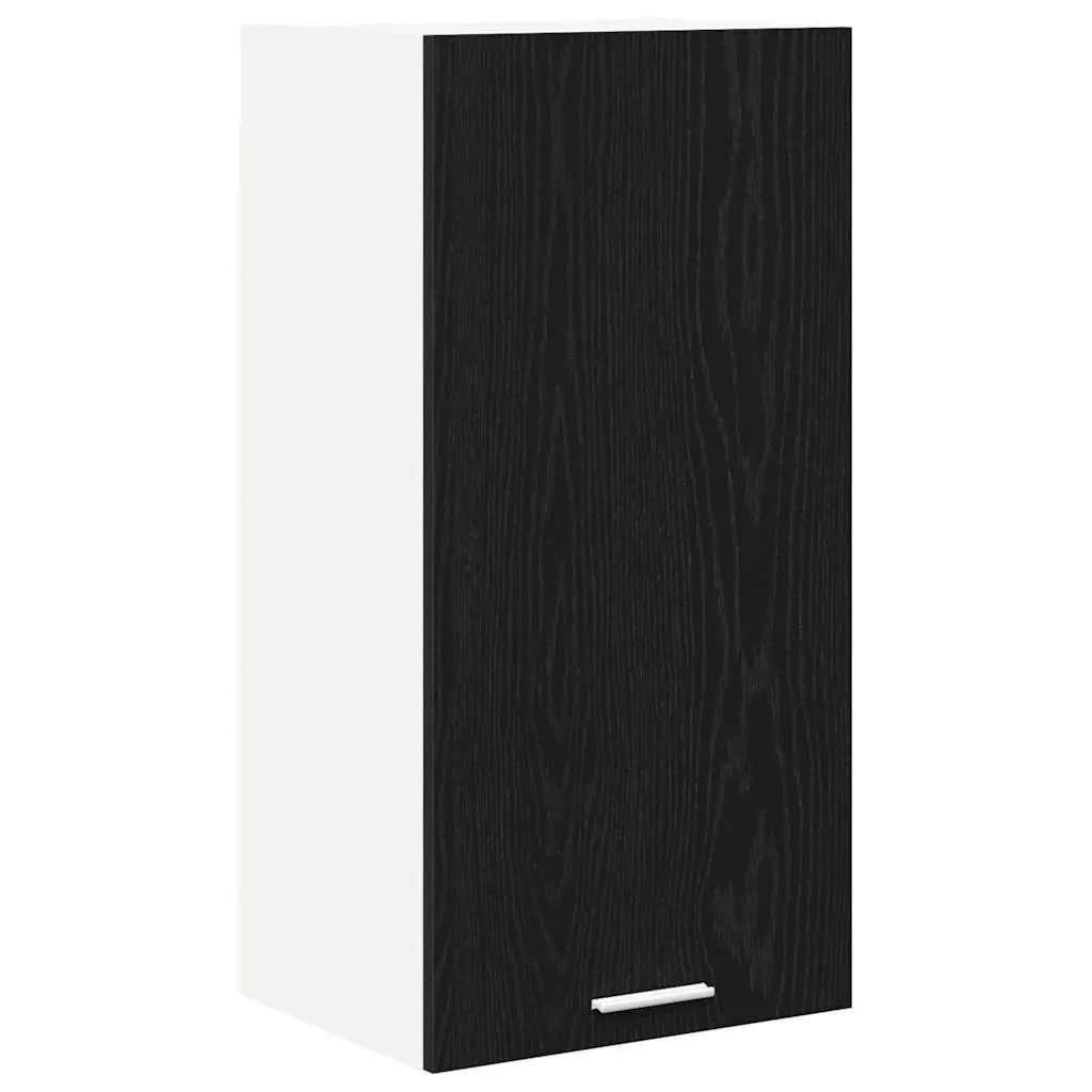 Hanging Kitchen Cabinet Modern Black Oak White Storage Unit 40x31x80cm