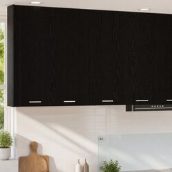Compact Hanging Kitchen Cabinet in Black Oak Finish