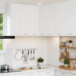 Concise Modern White Kitchen Cabinet with Ample Storage