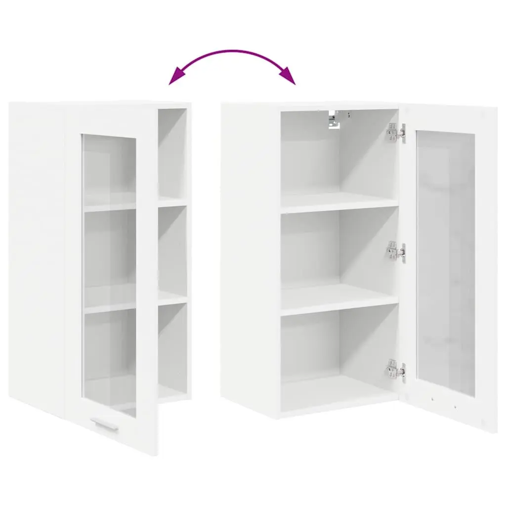 Hanging Kitchen Cabinet with Door White Storage Organizer Modern Furniture