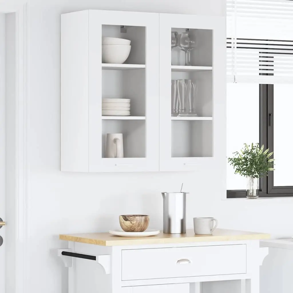 Hanging Kitchen Cabinet with Door White Storage Organizer Modern Furniture