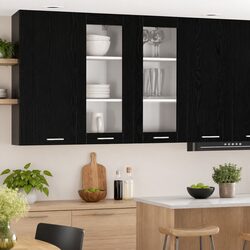 Concise Black Oak Kitchen Cabinet, Perfect for Storage 40x31x80cm