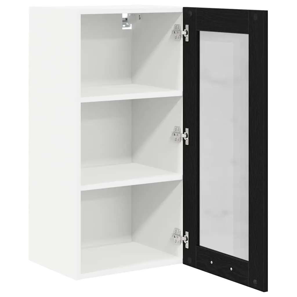 Hanging Kitchen Cabinet Black 40 x 31 x 80 cm Modern Storage Organiser Set of 2