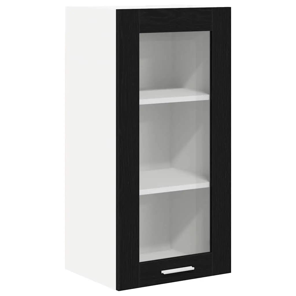 Hanging Kitchen Cabinet Black 40 x 31 x 80 cm Modern Storage Organiser Set of 2