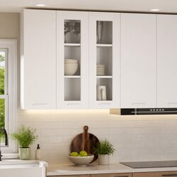 Compact White Hanging Kitchen Cabinet with Spacious Design