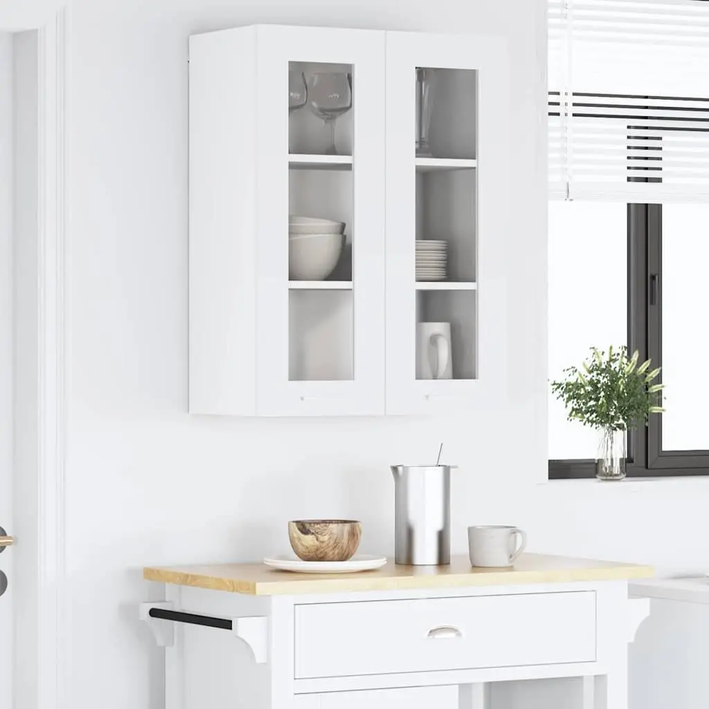 Hanging Kitchen Cabinet with Door White Storage Engineered Wood 60 x 31 x 80 cm