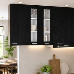 Efficient Black Oak Kitchen Storage Cabinet