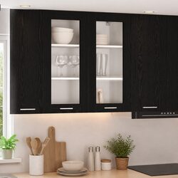 Compact Hanging Kitchen Cabinet in Black Oak