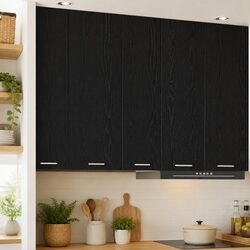 Discover the Black Oak Hanging Kitchen Cabinet, 30 x 31 x 100 cm