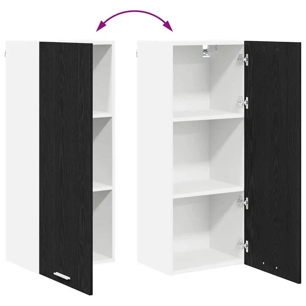 Hanging Kitchen Cabinet Black Oak 40 x 31 x 100 cm Storage Engineered Wood