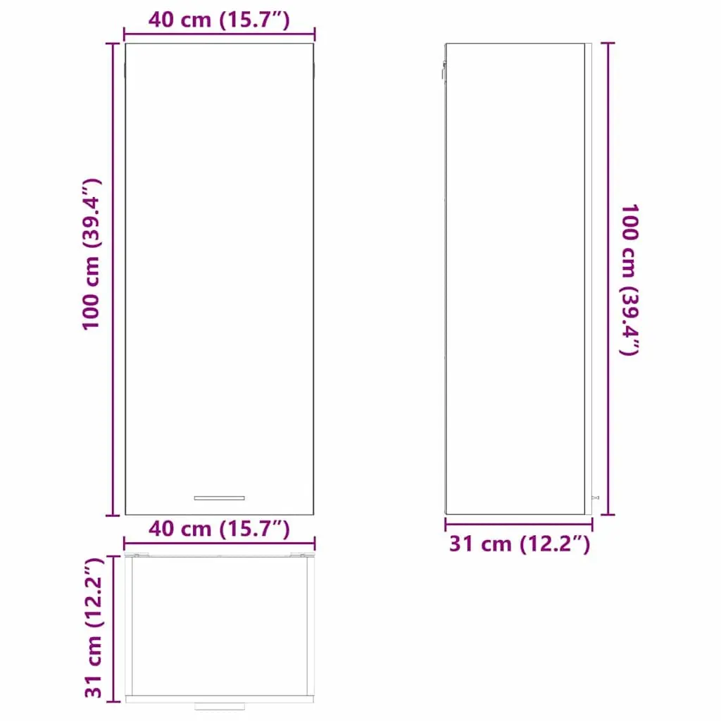 Hanging Kitchen Cabinet Black Oak 40 x 31 x 100 cm Storage Engineered Wood