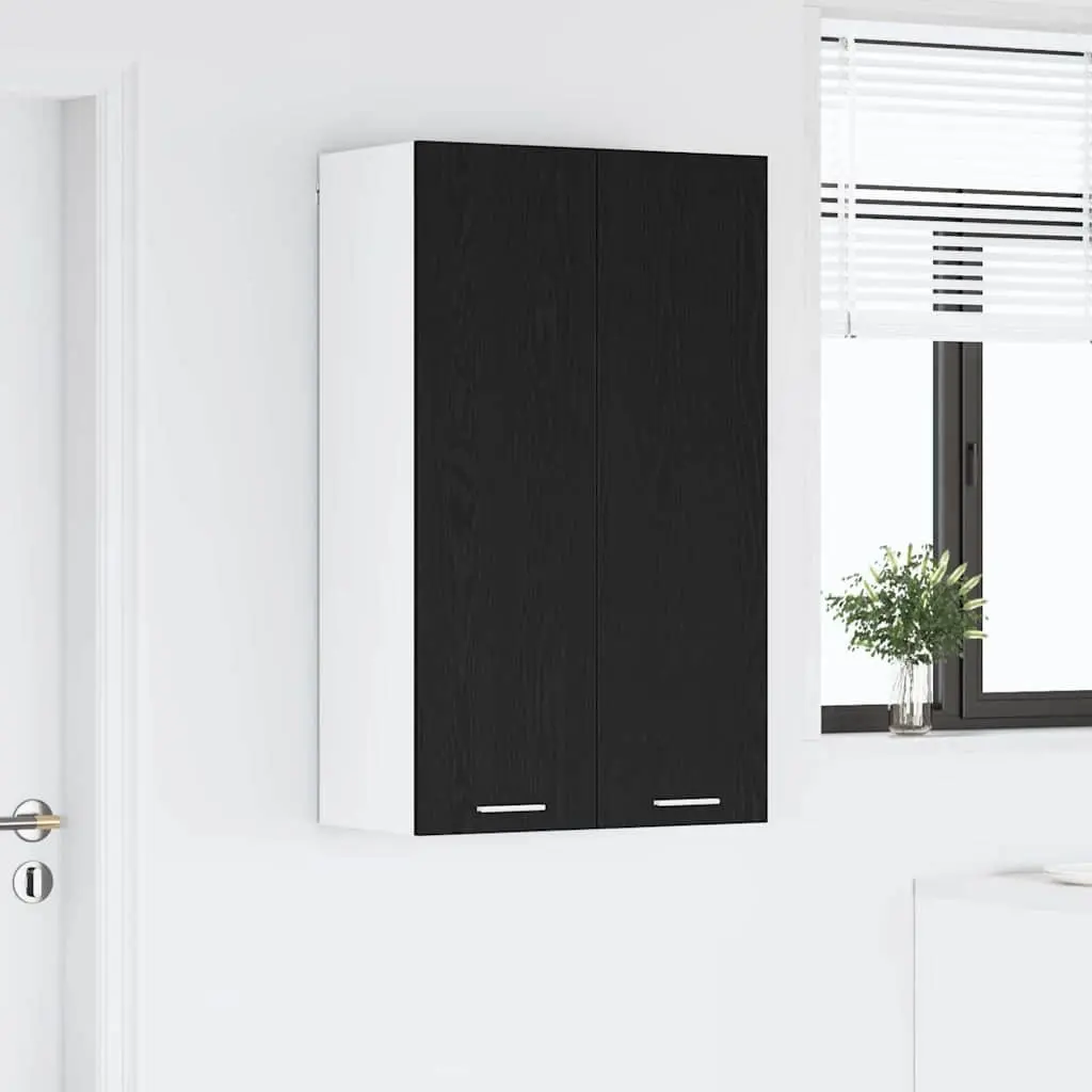 Hanging Cabinet Black Oak 60 x 31 x 100 cm Modern Storage Engineered Wood