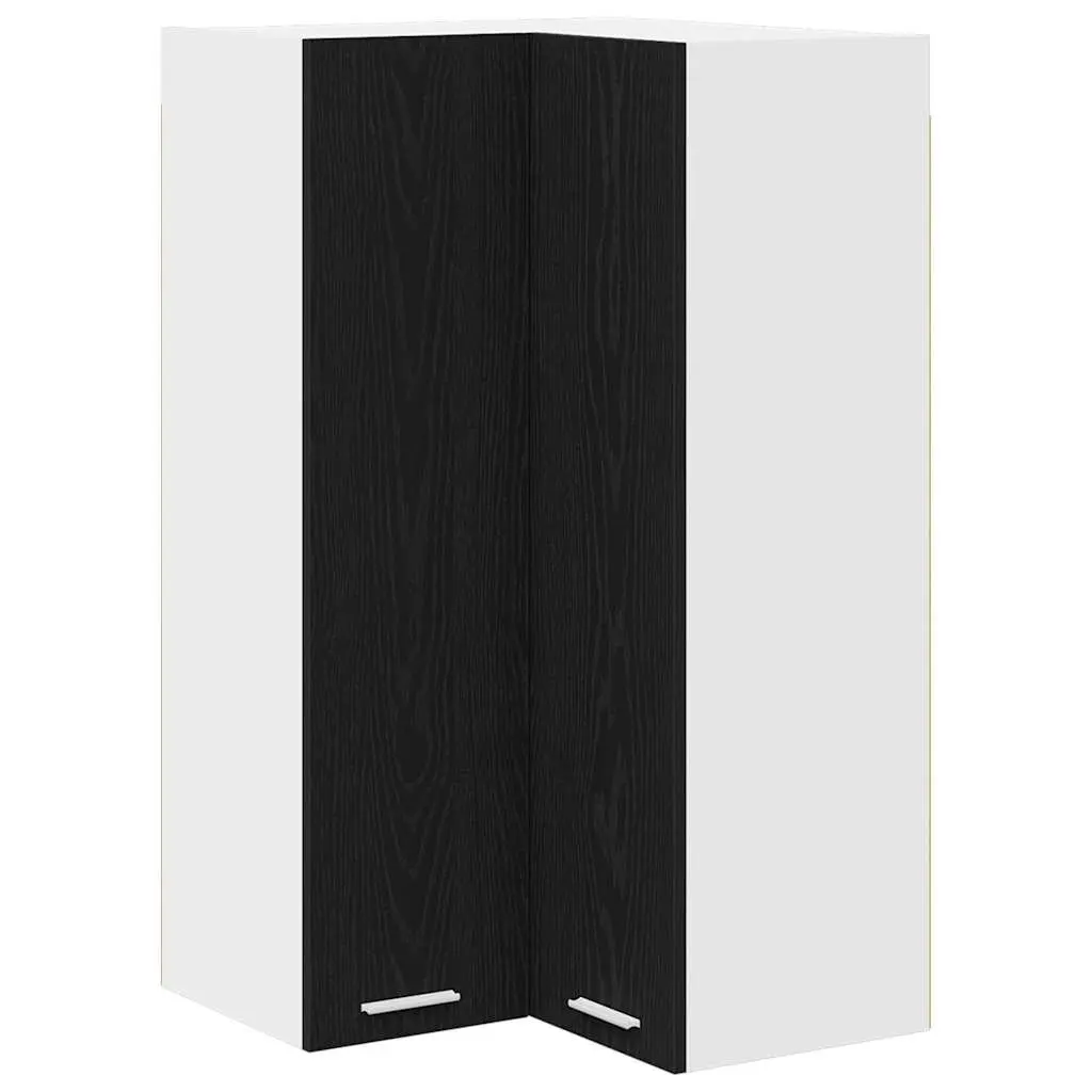 Hanging Cabinet with Door Modern Storage Black Oak White 57x57x100cm Wall-Mounted