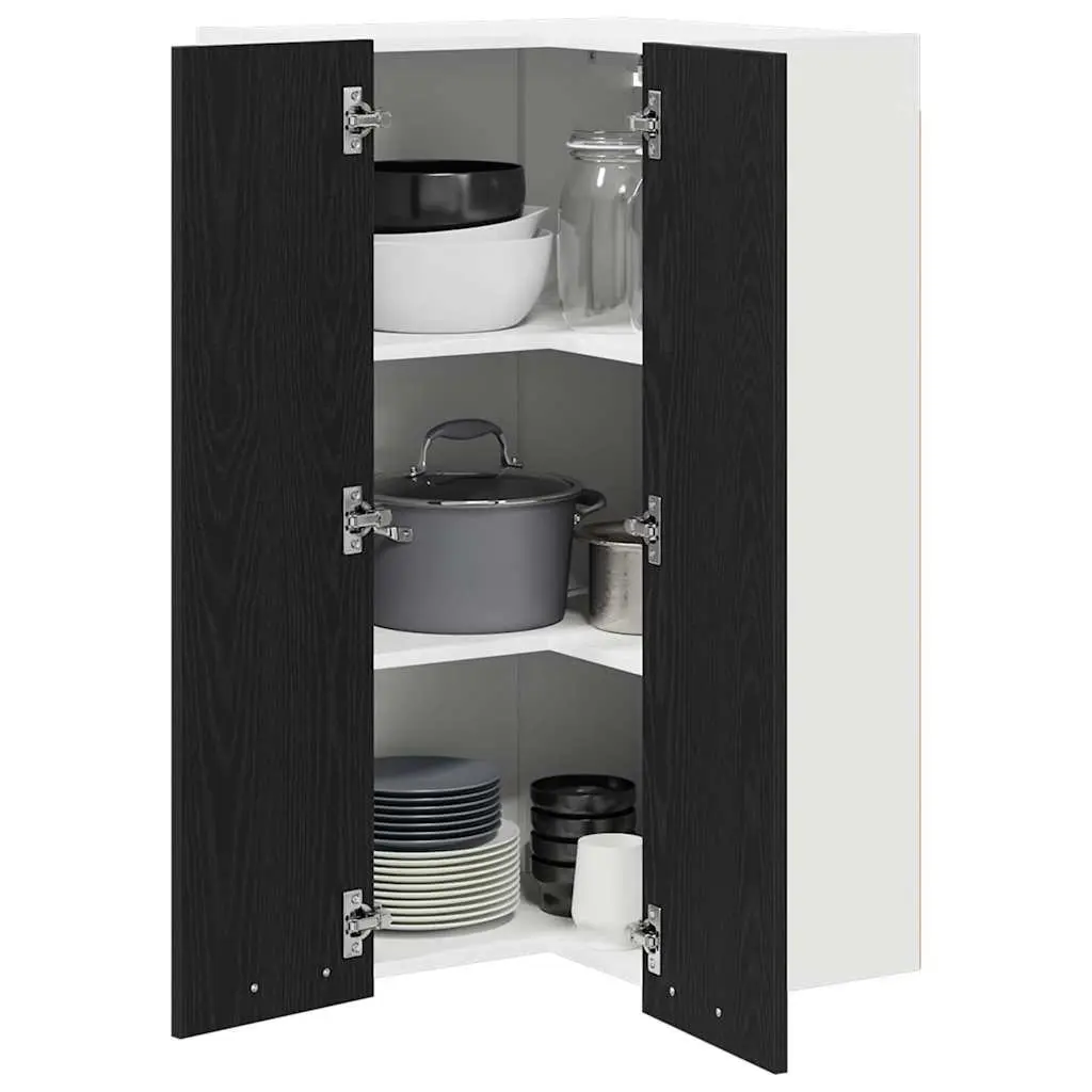 Hanging Cabinet with Door Modern Storage Black Oak White 57x57x100cm Wall-Mounted