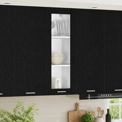 Black Oak Hanging Kitchen Cabinet: Compact and Stylish