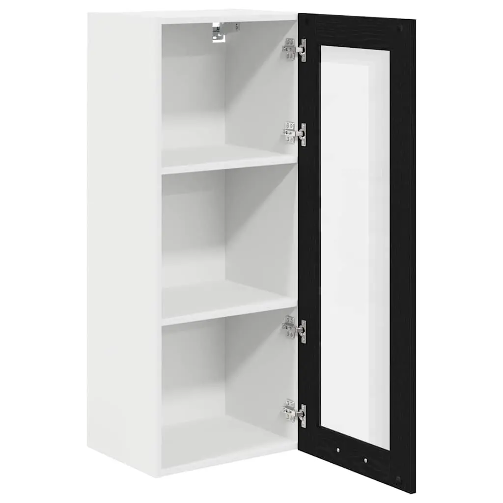 Hanging Kitchen Cabinet Black Oak 40 x 31 x 100 cm Modern Storage Cupboard