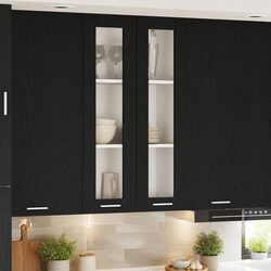 Compact Hanging Kitchen Cabinet in Black Oak 60x31x100cm
