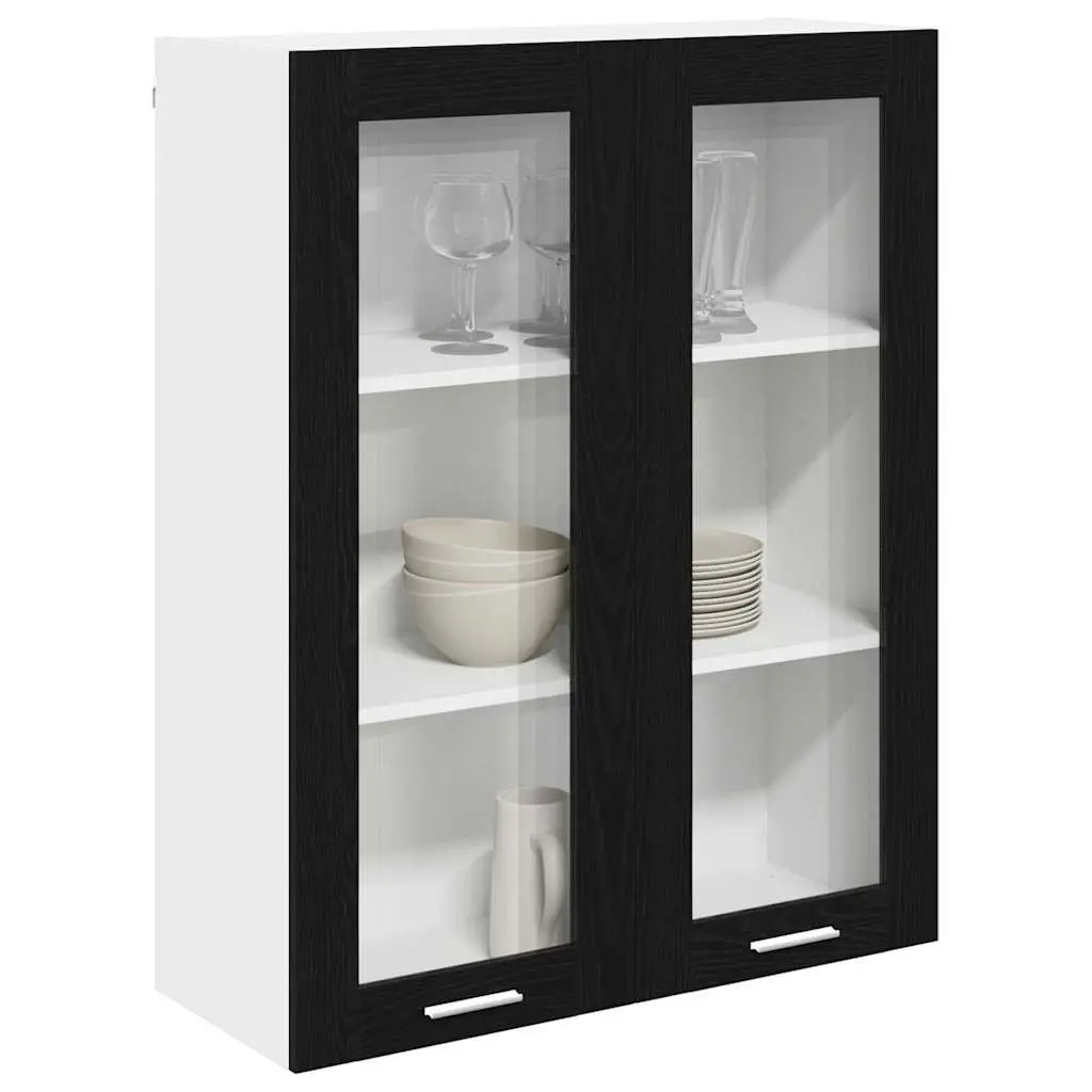 Hanging Kitchen Cabinet Black Oak 80 x 31 x 100 cm Modern Storage Engineered Wood