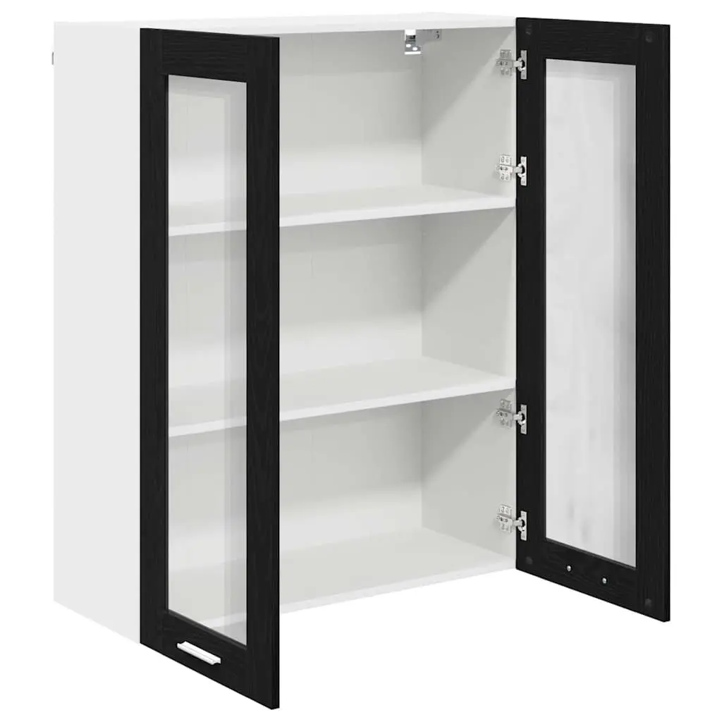 Hanging Kitchen Cabinet Black Oak 80 x 31 x 100 cm Modern Storage Engineered Wood