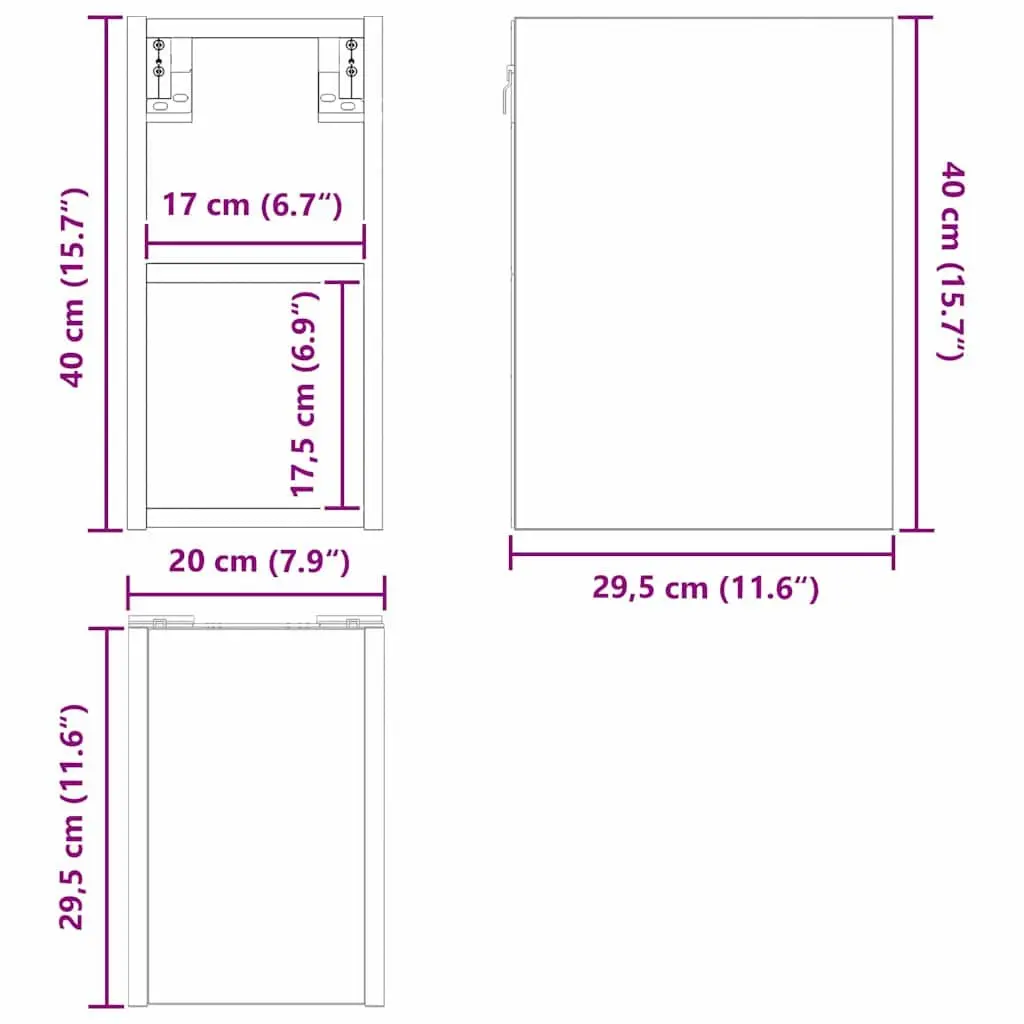 Hanging Kitchen Cabinet White Storage Engineered Wood Modern Design 20x29.5x40cm