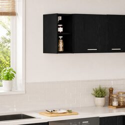 Compact and Modern Black Oak Kitchen Cabinet