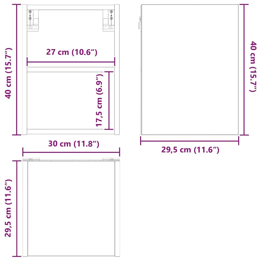 Hanging Kitchen Cabinet White 30 x 29.5 x 40 cm Modern Storage Engineered Wood