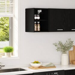 Sleek Black Oak Hanging Kitchen Cabinet for Smart Storage