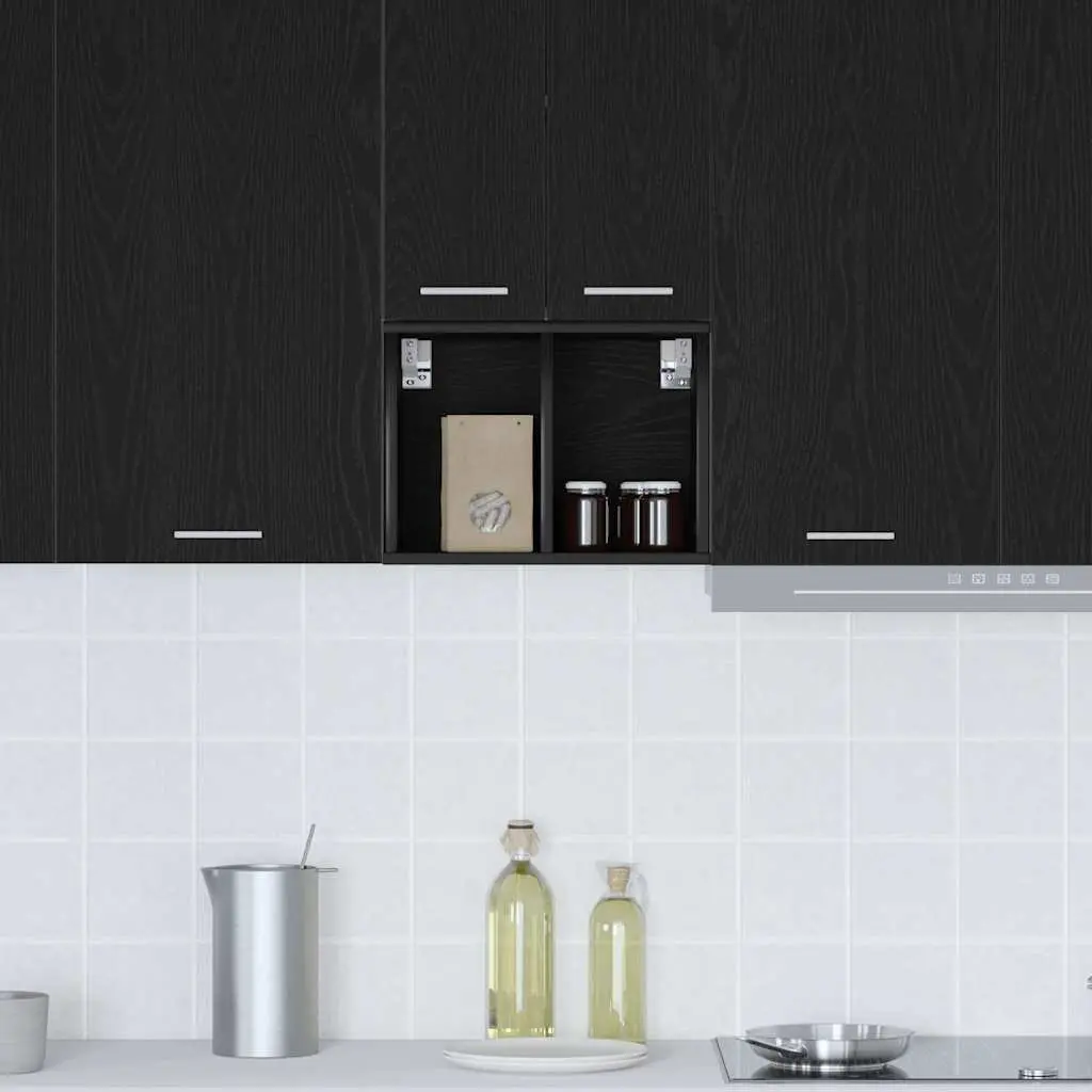Hanging Kitchen Cabinet Black Oak Modern Storage Cupboard Engineered Wood 30 x 29.5 x 40 cm