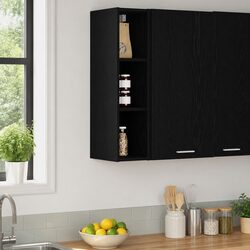 Efficient Hanging Kitchen Cabinet in Black Oak