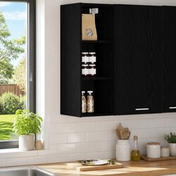 Concise Design: Black Oak Hanging Kitchen Cabinet