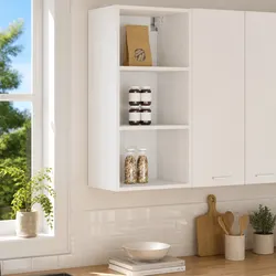 Compact White Hanging Kitchen Cabinet with Storage Space