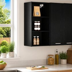 Smart Storage with Black Oak Modern Kitchen Cabinet