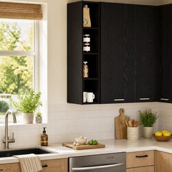 Concise and Confident: Black Oak Wall Cabinet