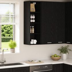 Concise Modern Kitchen Cabinet - Black Oak Finish