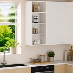 Compact White Hanging Kitchen Cabinet - Space Saver